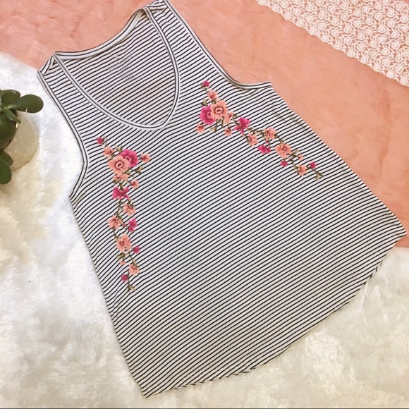American Eagle Outfitters Tops - American Eagle Embroidered Striped Tank